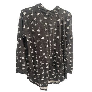 Lularoe Amber Hoodie With Front Pouch Palm Trees Gray Size Large